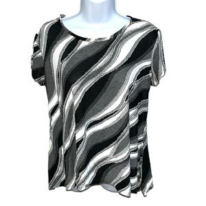 Women's Simply Vera Vera Wang White/Black Abstract Short Sleeve Top - XS